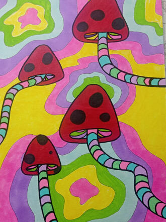 Setas psicodélicas con posca y copic