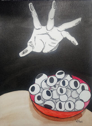 Mano del vacío tinta y acuarela