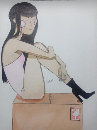 Chica frágil acuarela