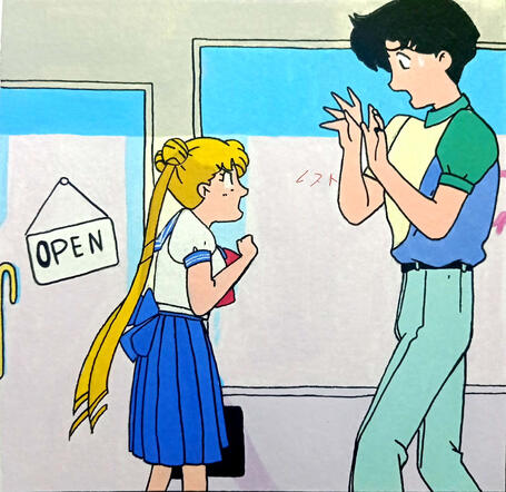 Sailor moon gouache Serena y Darien