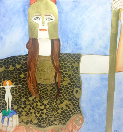 Palas Atenea acuarela